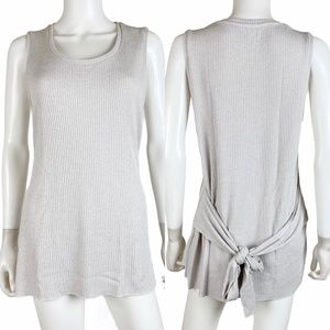 ASOS Ribbed Knit Tie Back Heather Oatmeal Tank Top